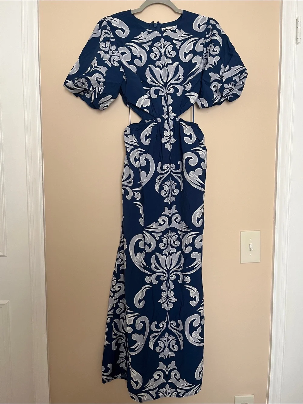 Abercrombie & Fitch Navy and White Cutout Maxi Dress